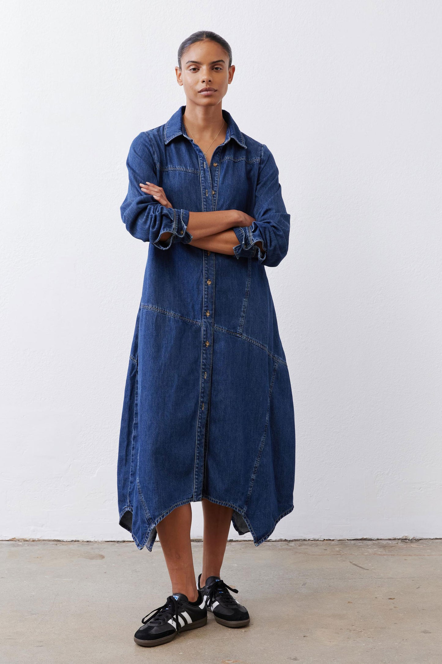 Handkerchief Denim Shirt Dress