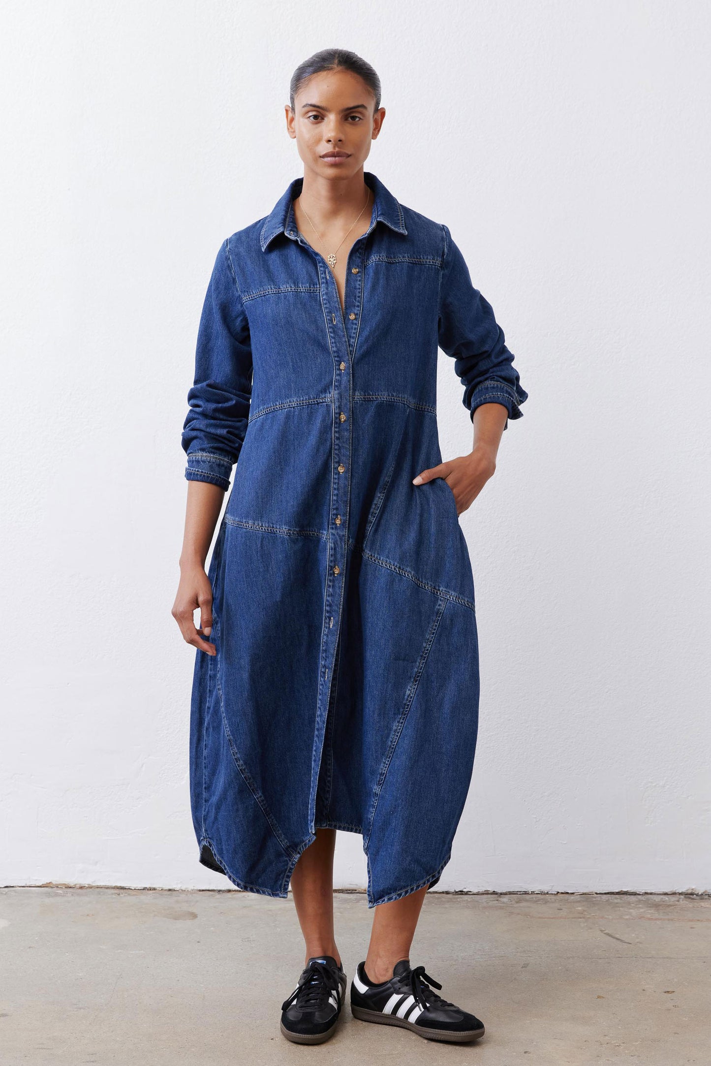 Handkerchief Denim Shirt Dress
