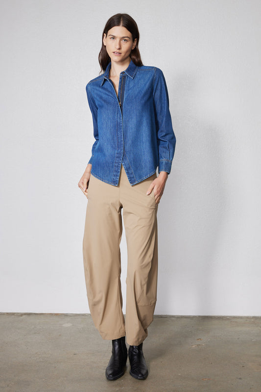Denim Handkerchief With a Zipper Blouse