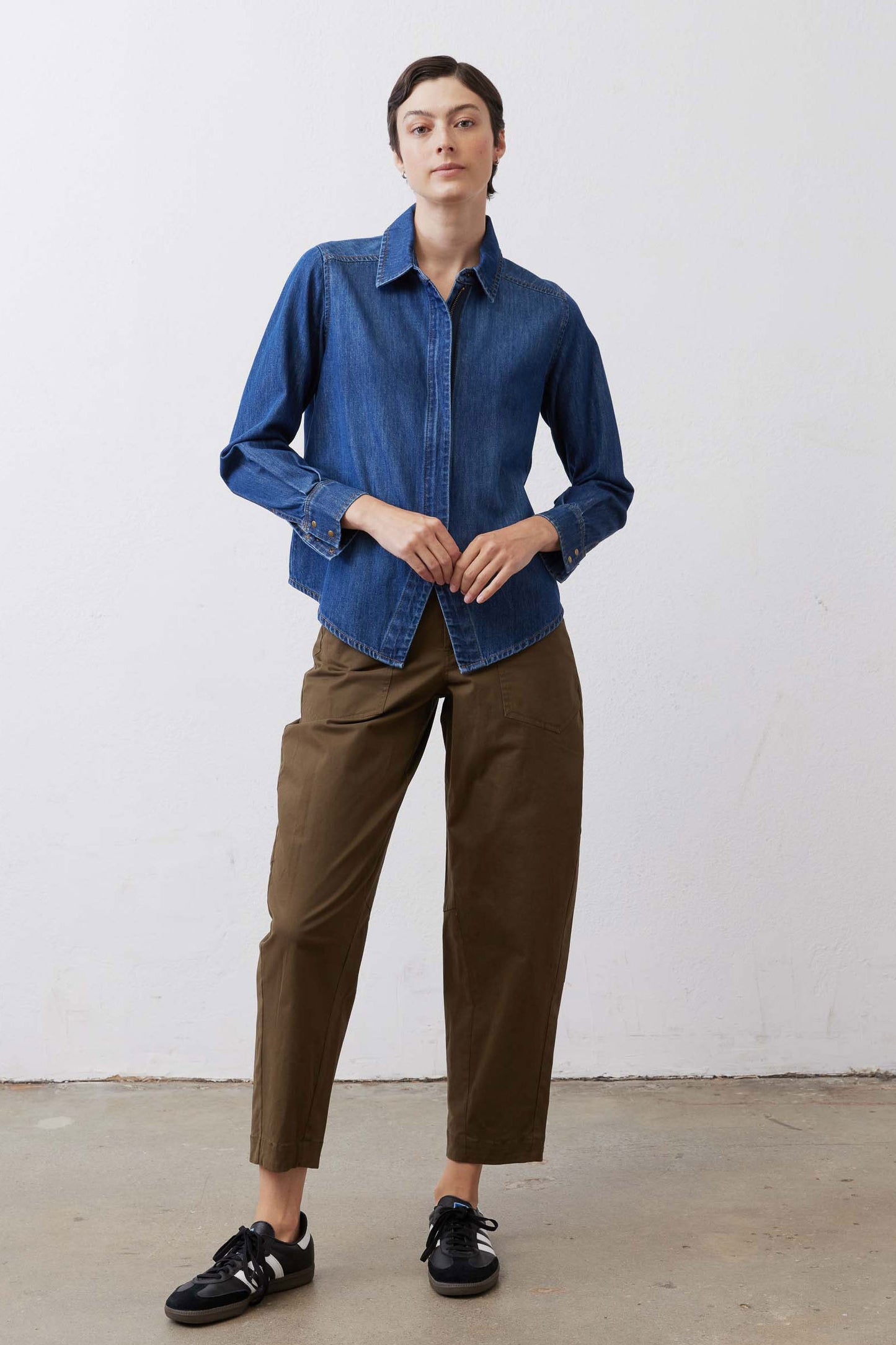 Denim Handkerchief With a Zipper Blouse