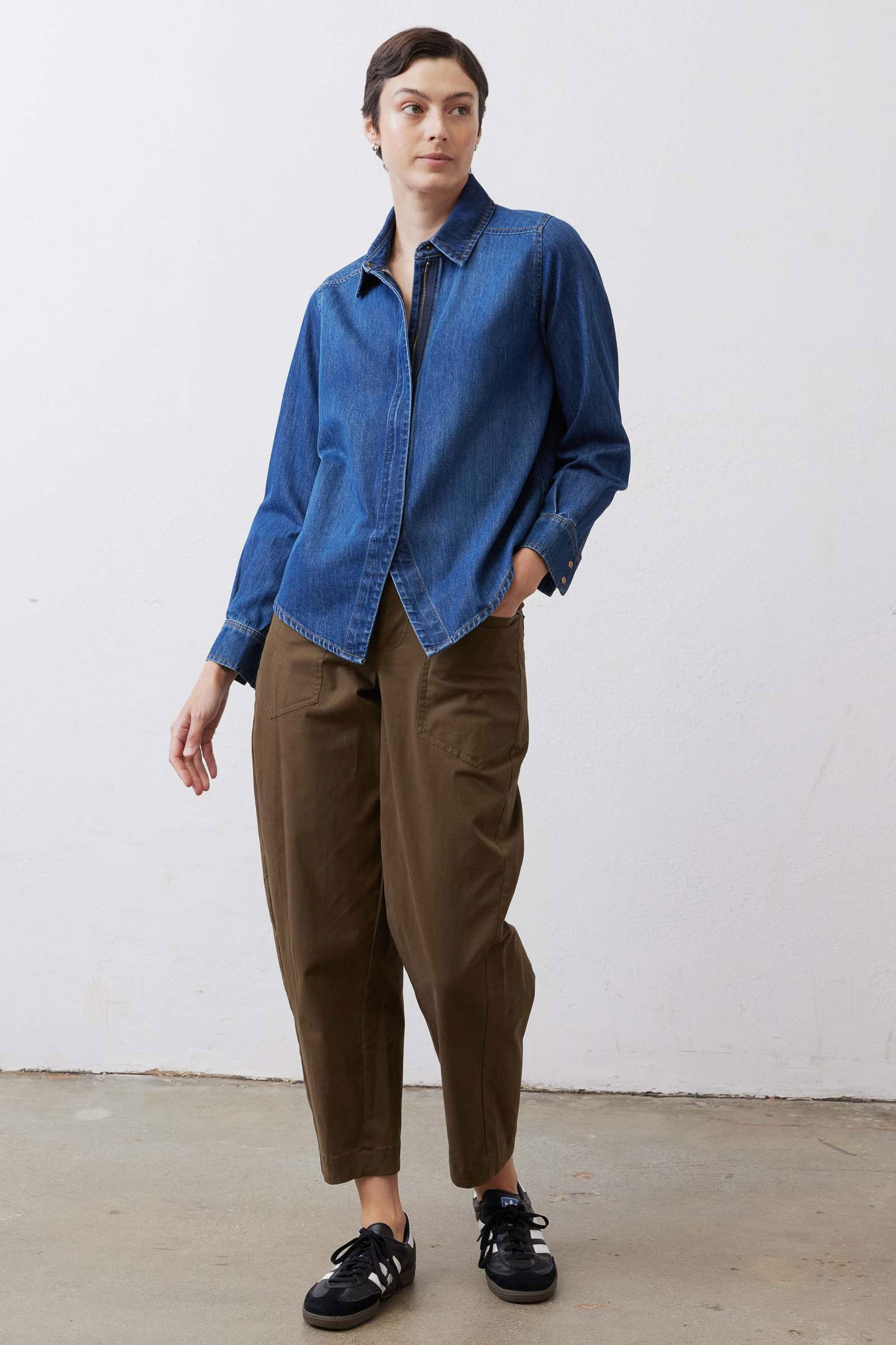 Denim Handkerchief With a Zipper Blouse