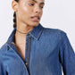 Denim Handkerchief With a Zipper Blouse