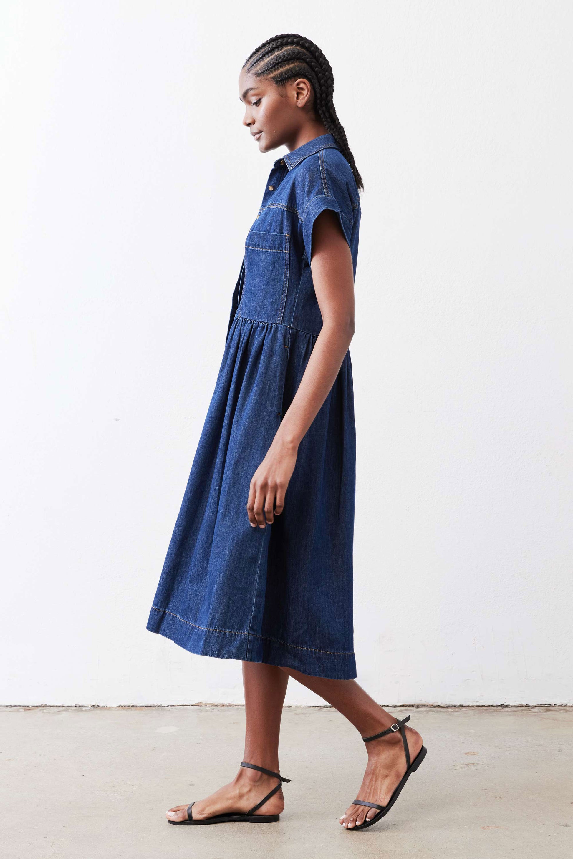 cream denim dress The Denim Shirt Dress Daybreak Medium Wash / XS