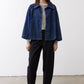 Denim cropped swing jacket, medium wash, button-front and chest pocket details