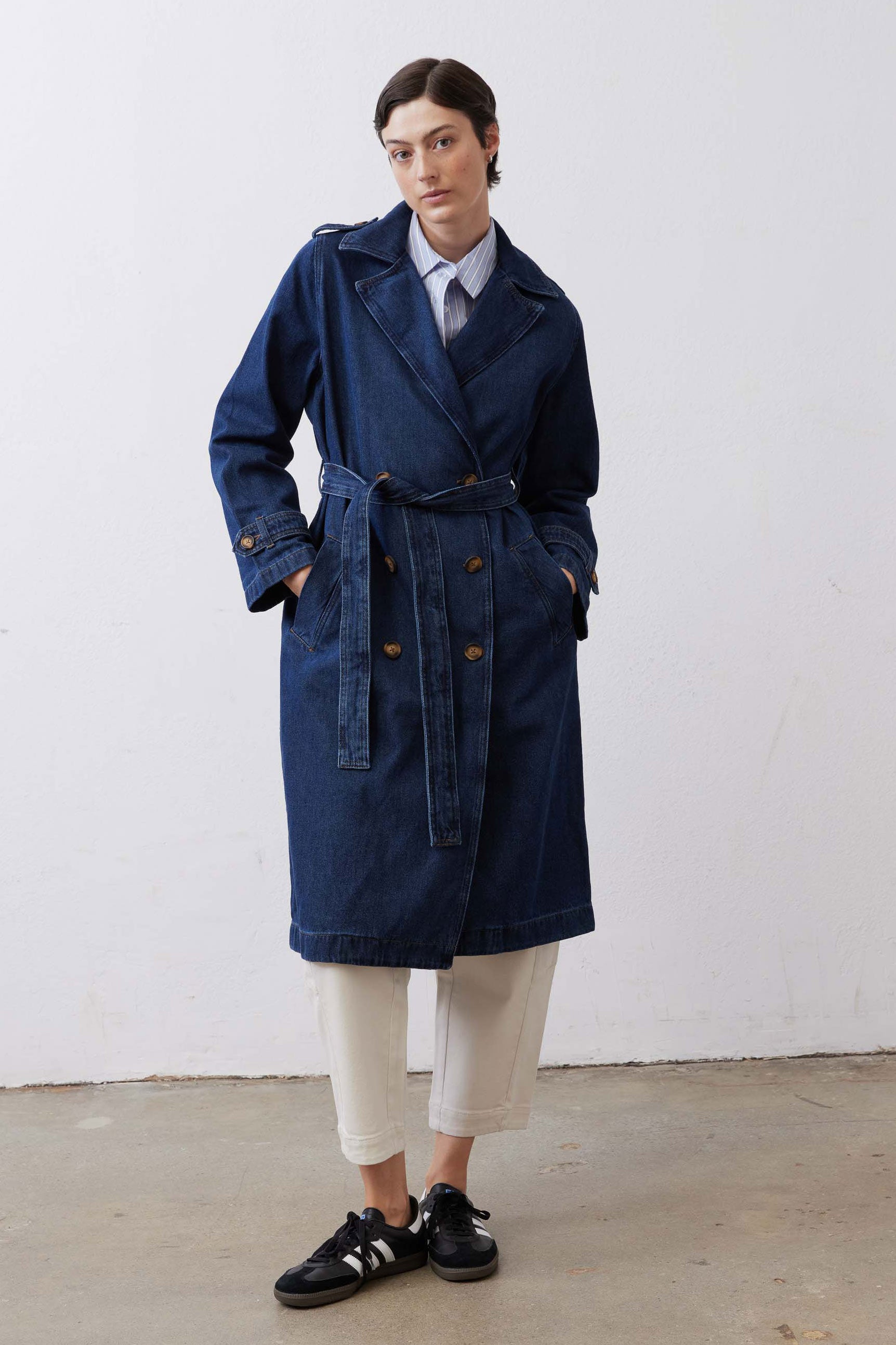 The Denim Trench Coat | River Dark Wash – Ruti