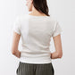 Ivory short-sleeve top with a square back neckline