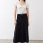 Ivory square-neck dipped top with short sleeves and gathered V-shaped bust detail