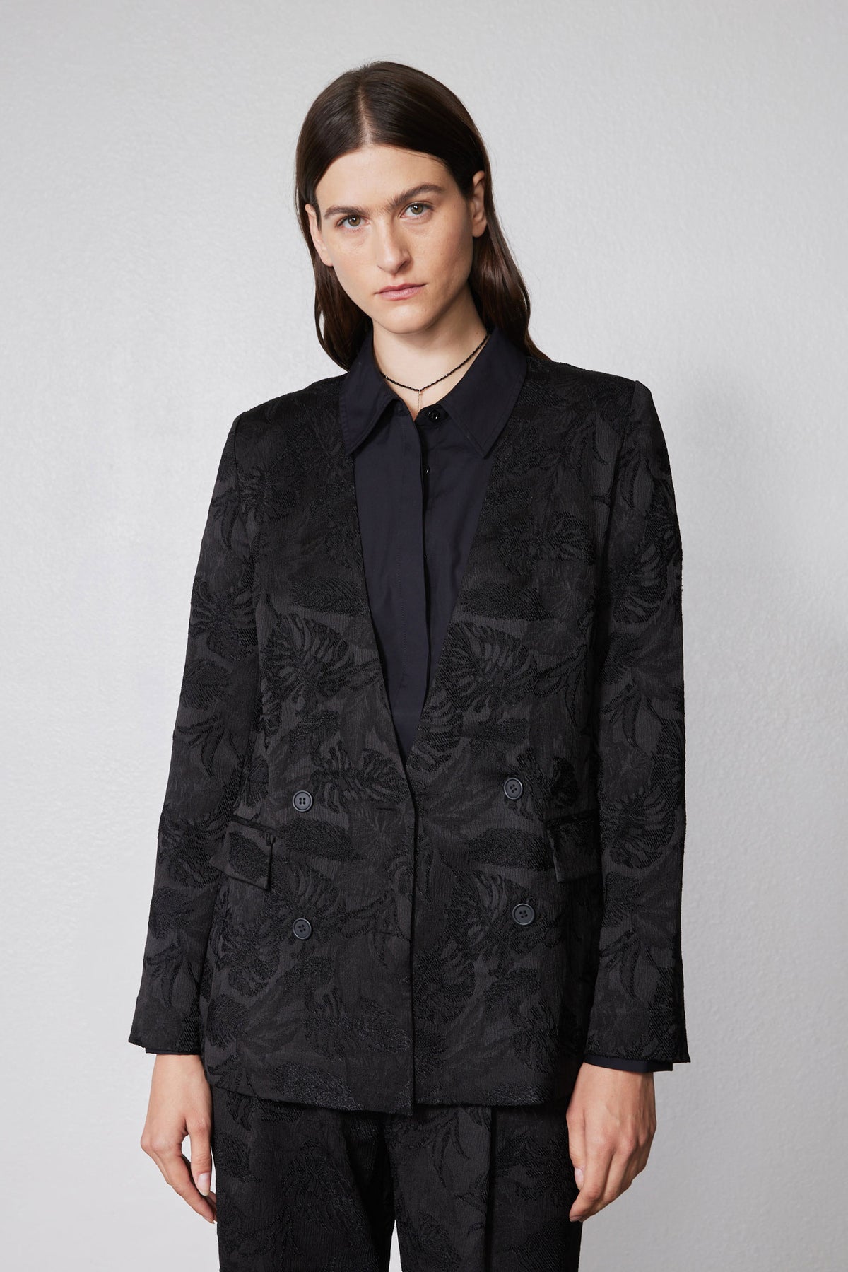 Double Breasted Jacquard Blazer