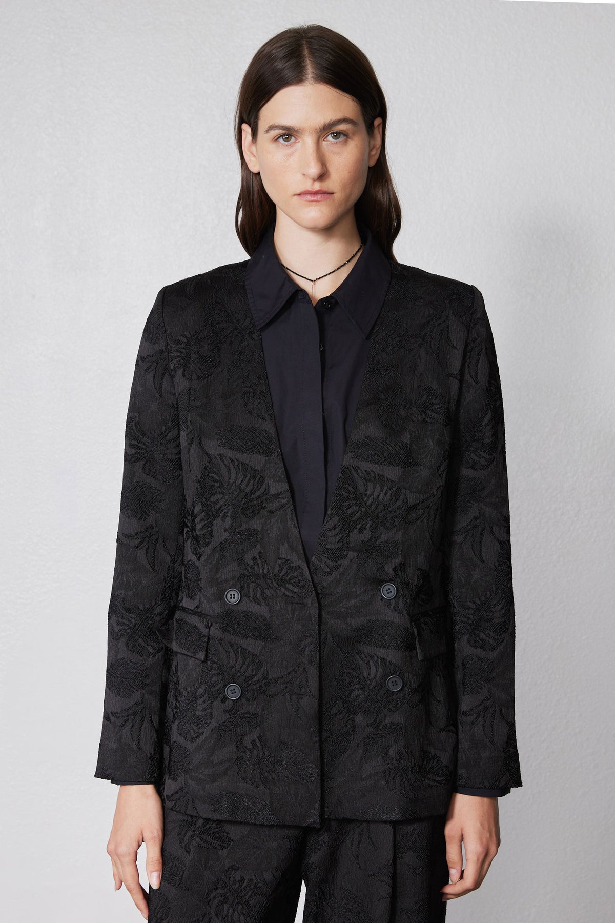 Double Breasted Jacquard Blazer