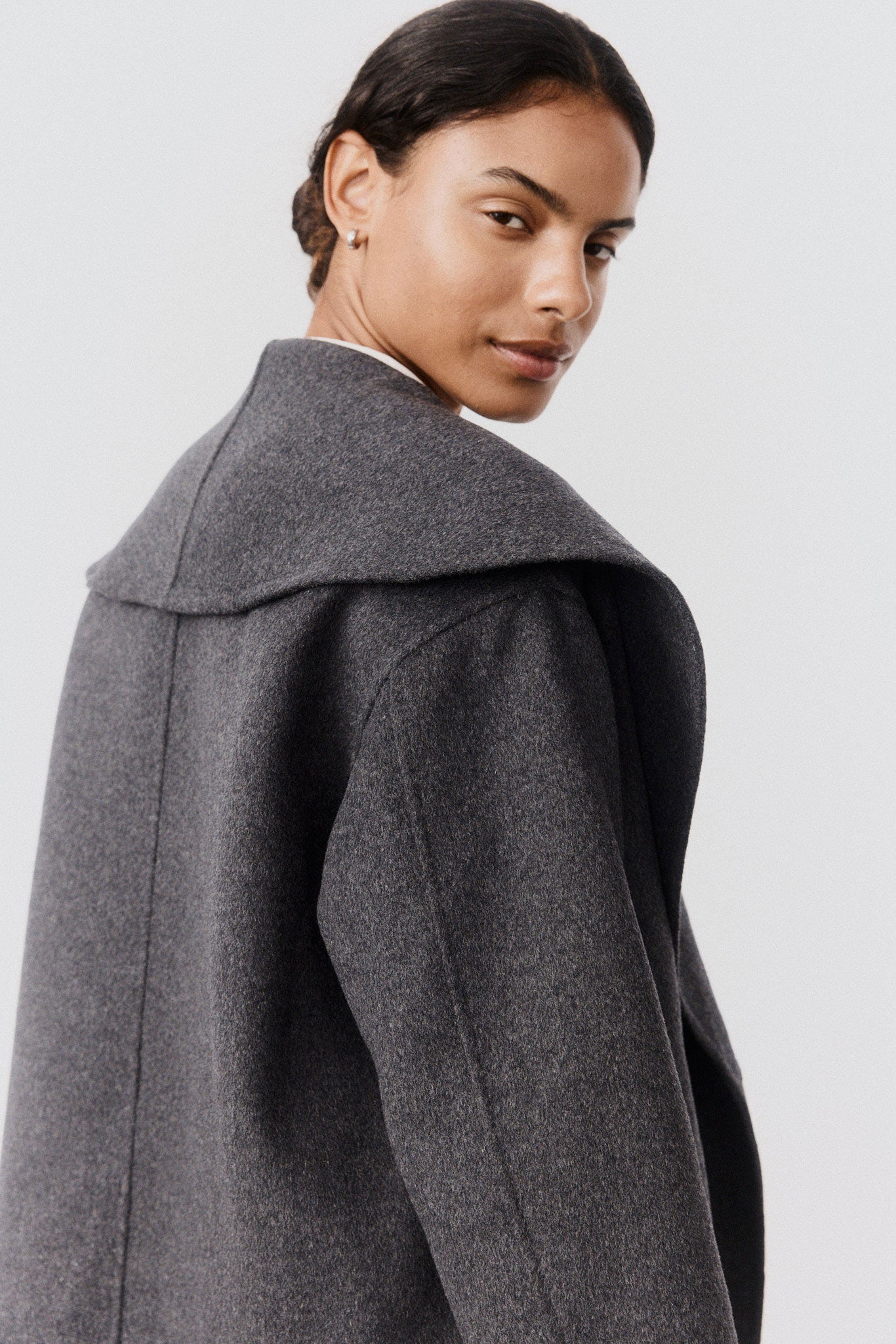 Double-Faced Cropped Wool Coat