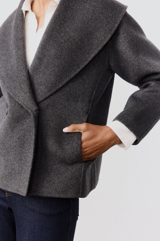 Double-Faced Cropped Wool Coat