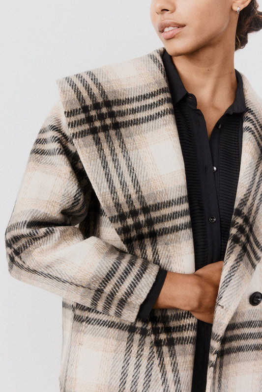 Double-Faced Cropped Wool Coat