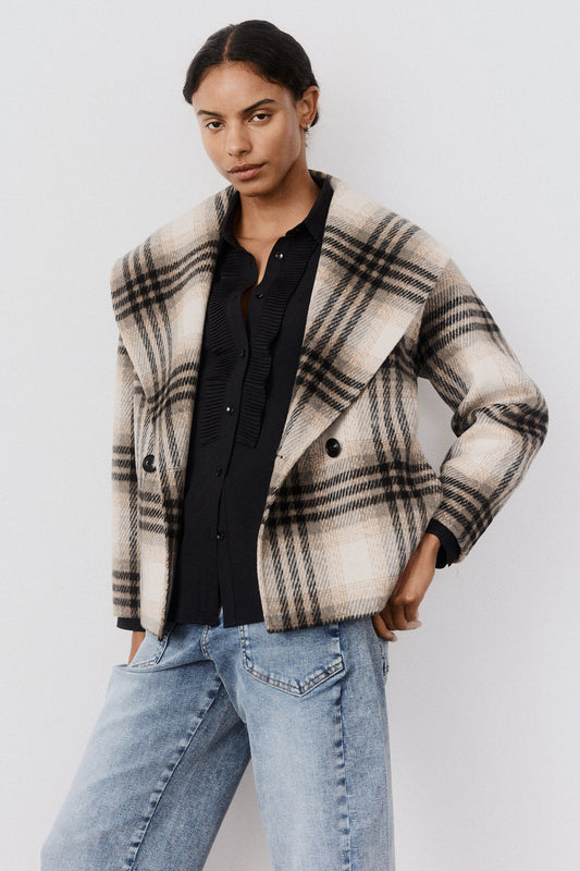 Double-Faced Cropped Wool Coat