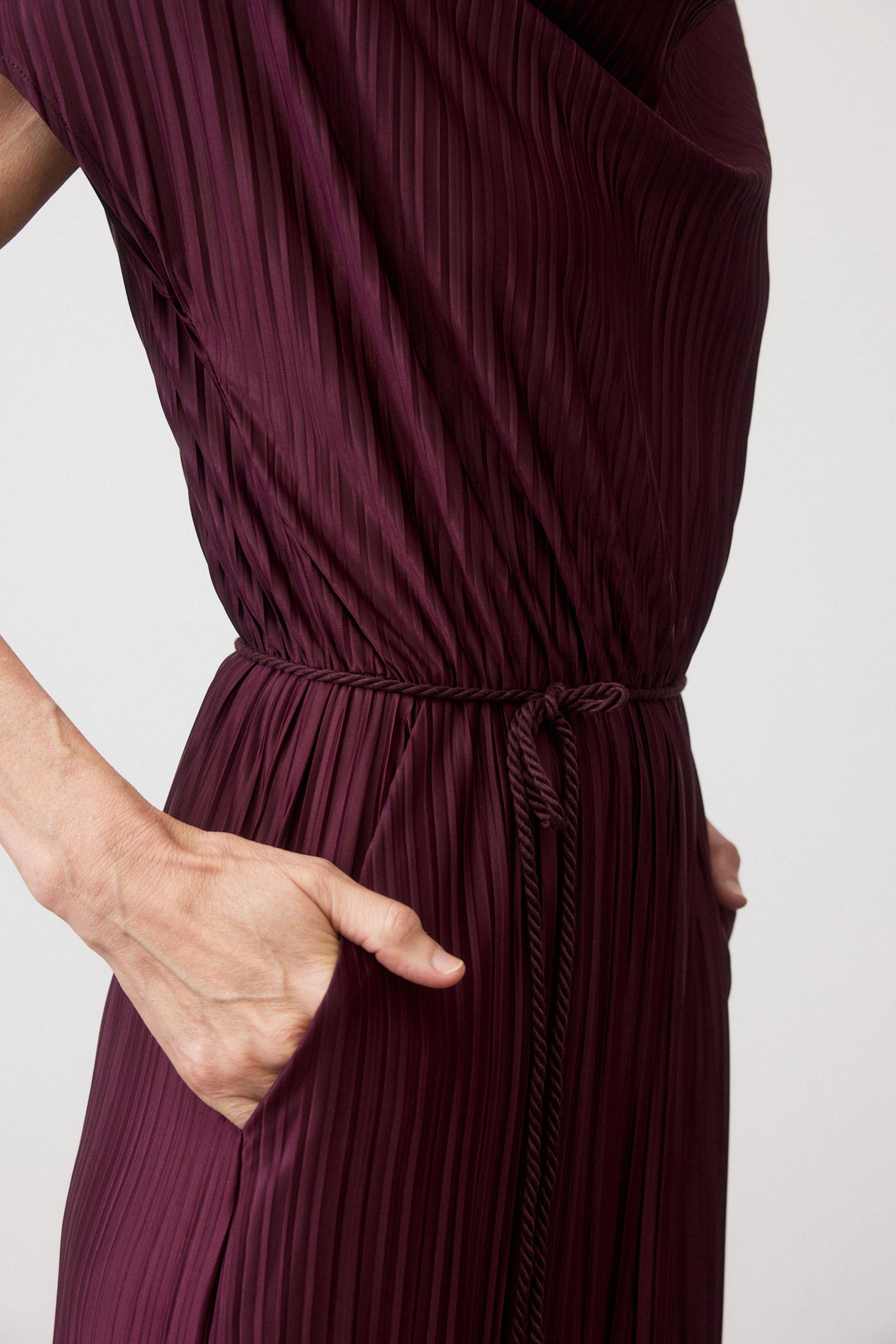 Draped Pleated Maxi Dress | Deep Burgundy Ruti Draped Pleated Maxi Dress | Deep Burgundy Ruti