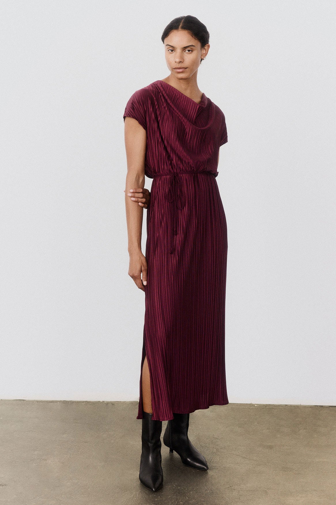 Draped Pleated Maxi Dress