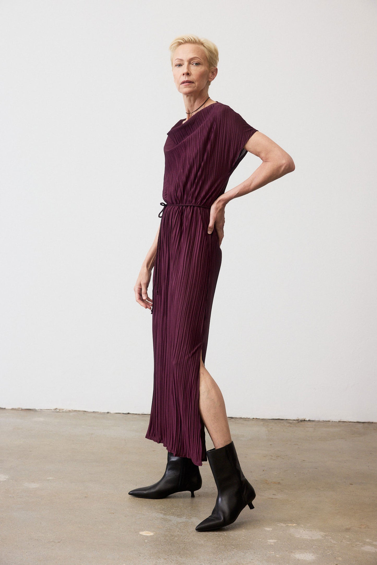 Draped Pleated Maxi Dress