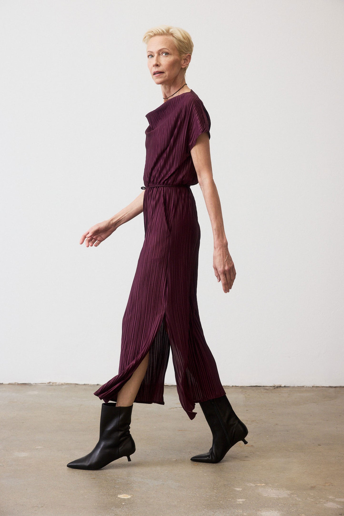 Draped Pleated Maxi Dress