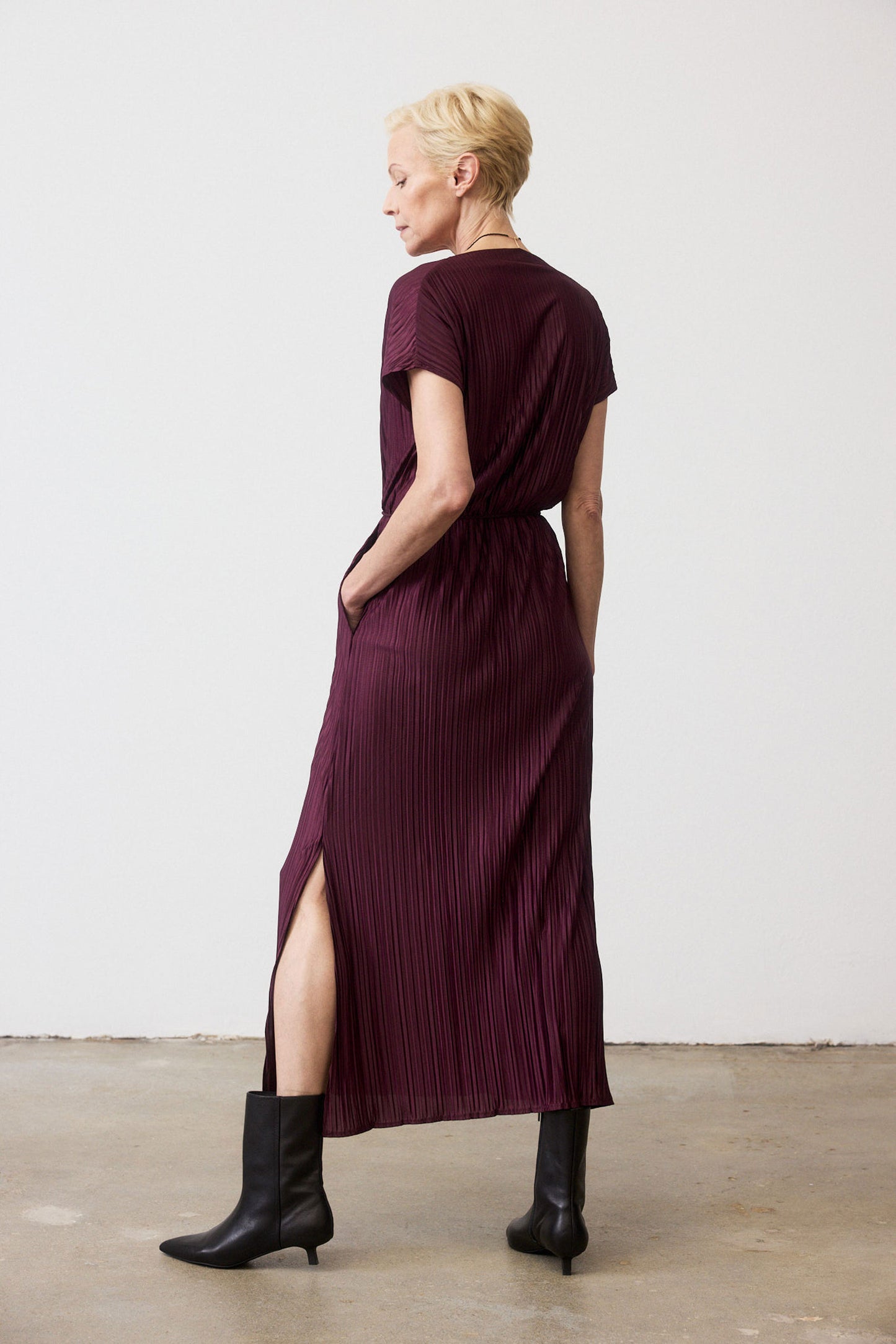 Draped Pleated Maxi Dress