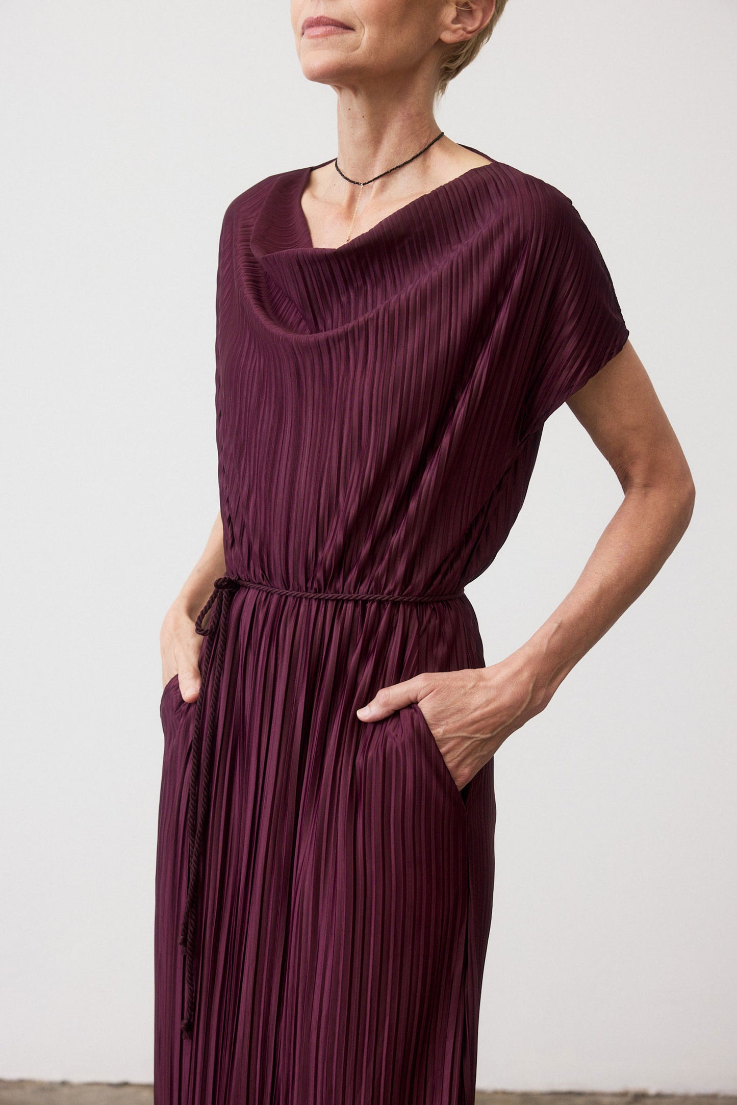 Draped Pleated Maxi Dress