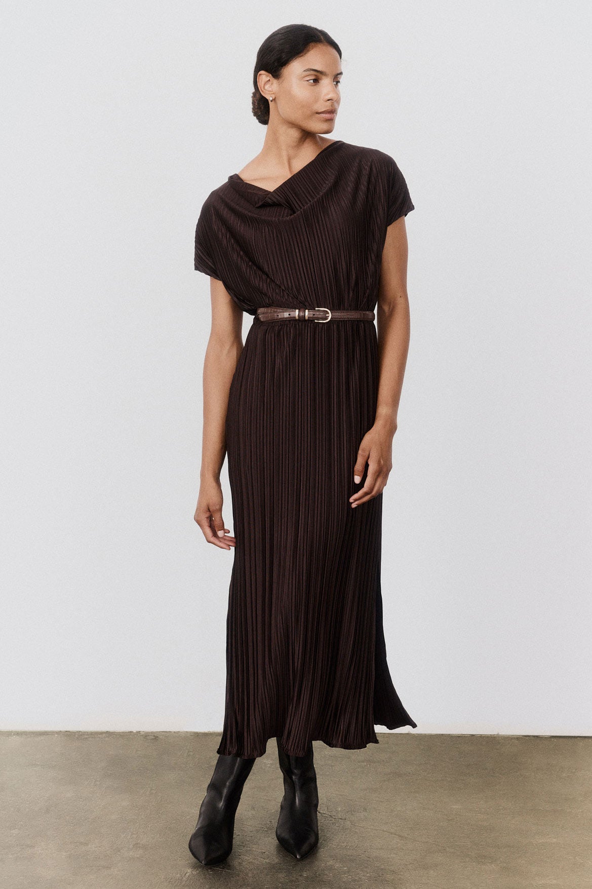 Draped Pleated Maxi Dress