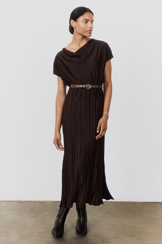 Draped Pleated Maxi Dress