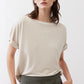 Cloud cream short-sleeve button top, crew neckline, relaxed fit