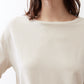 Cloud long-sleeve top, crew neck close-up with smooth fabric