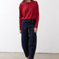 Garnet long-sleeve crewneck top with straight hem