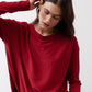 Garnet long-sleeve top with crew neck