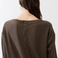 Dark olive top back with vertical button placket and long sleeves