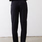 Black slim pants with gathered elastic waistband and cargo pockets