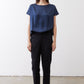 Black slim pants with elastic waist and ankle-length cargo pockets