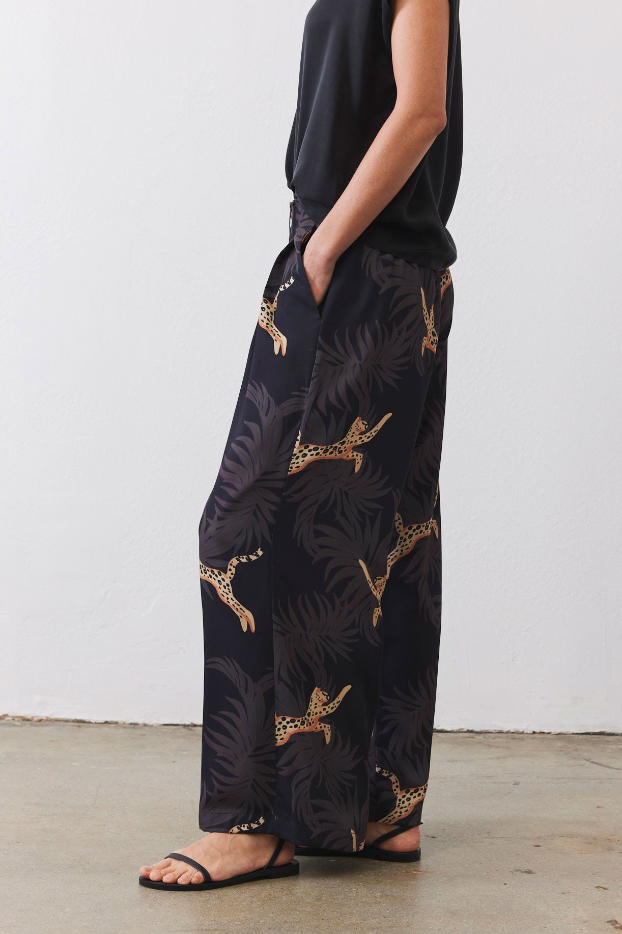 Front Pleat Wide Leg Trousers