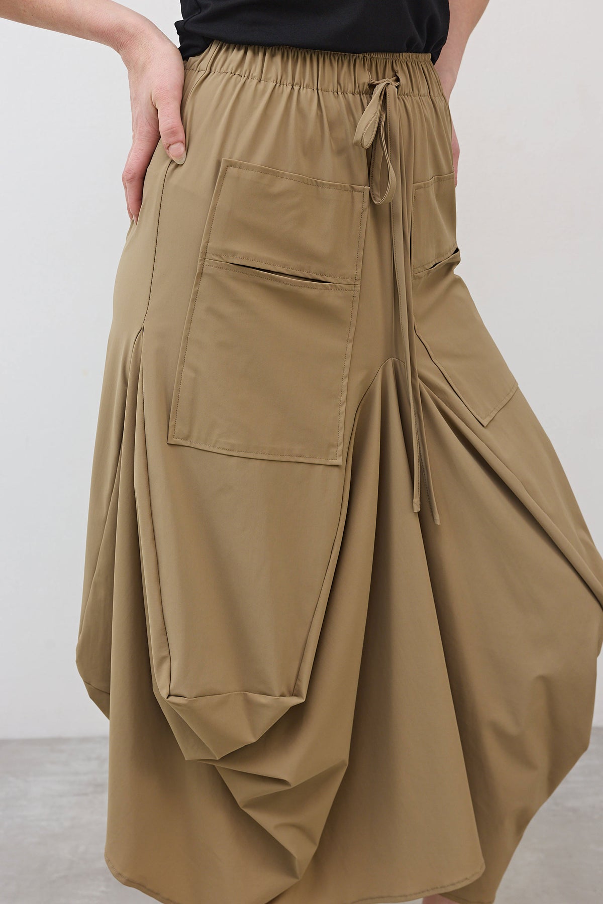 Petite dune cargo skirt with elastic waist, drawstring, and large side pockets