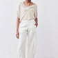 Half Button Elbow Sleeve Top