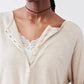 Half Button Elbow Sleeve Top