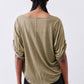 Half Button Elbow Sleeve Top