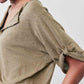 Half Button Elbow Sleeve Top