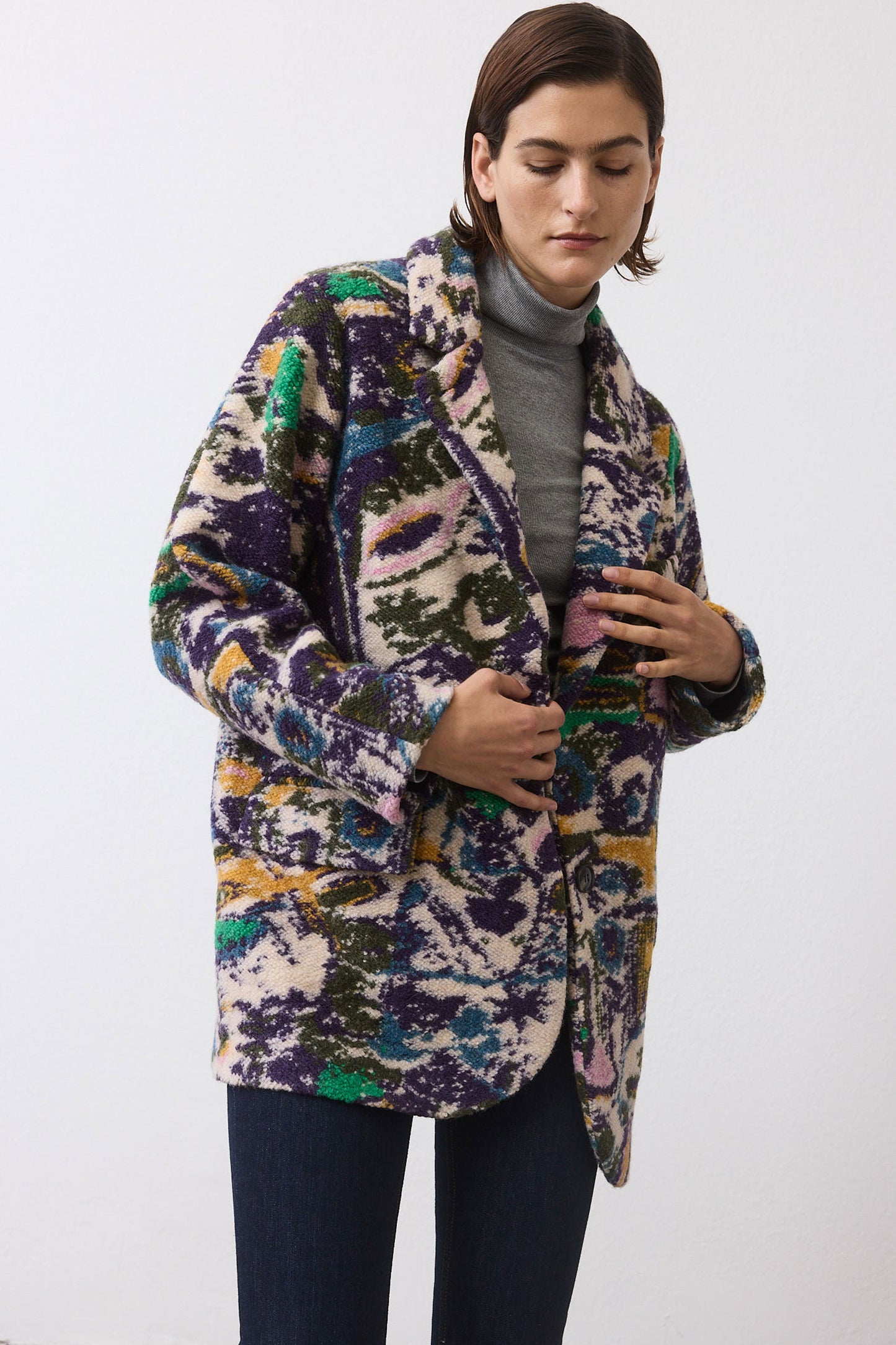 The Knit Jacquard Cocoon Coat