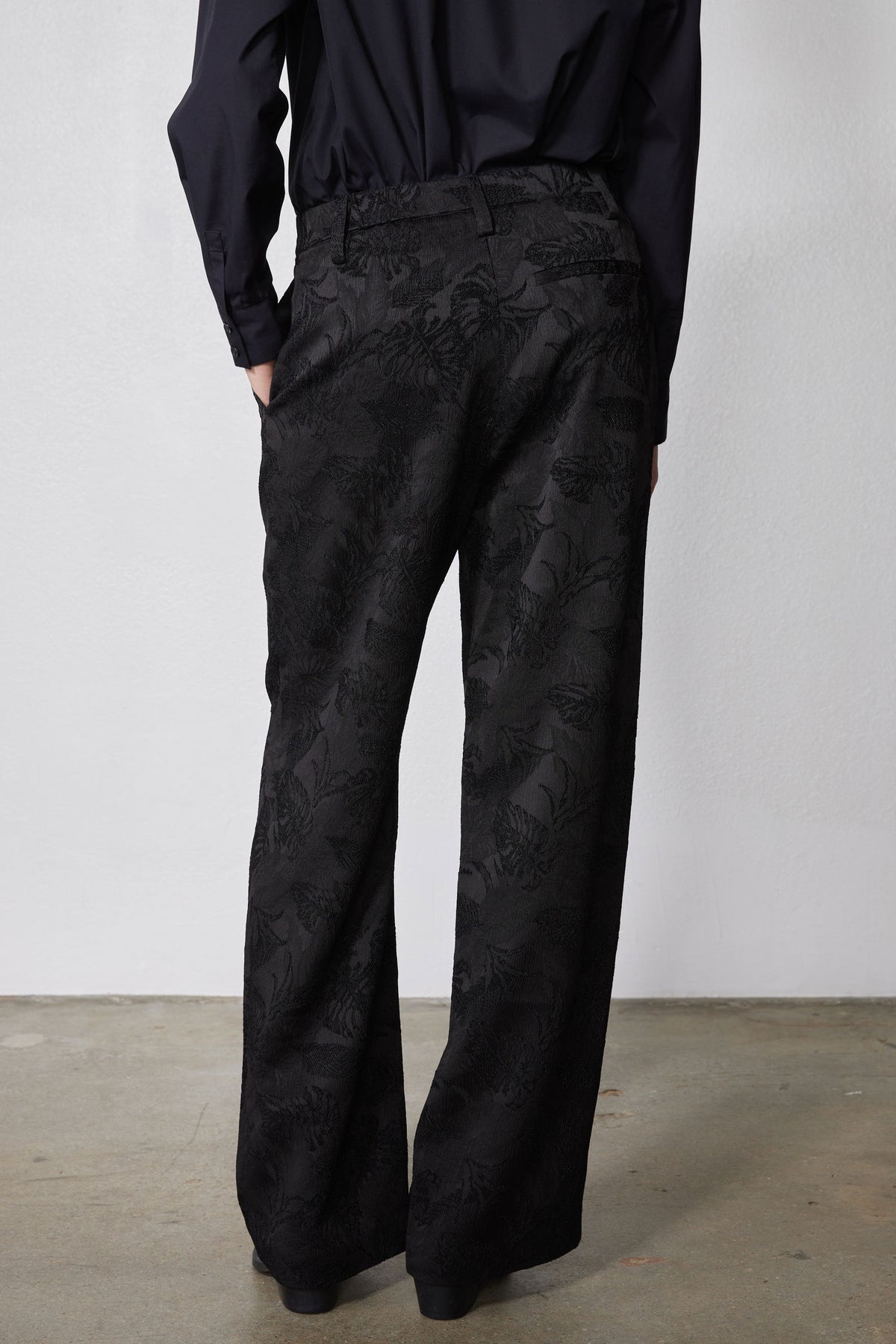 Wide Leg Pleat Jacquard Pants