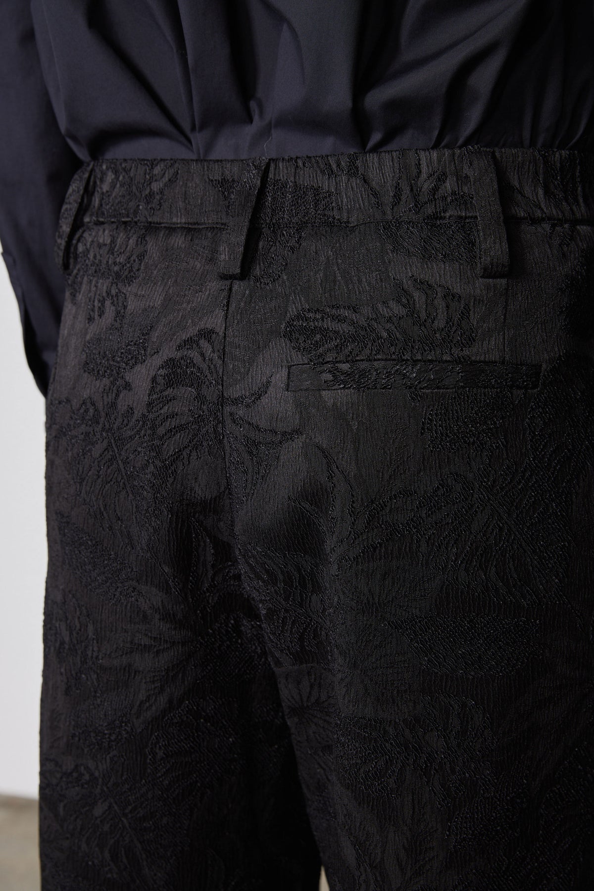 Wide Leg Pleat Jacquard Pants