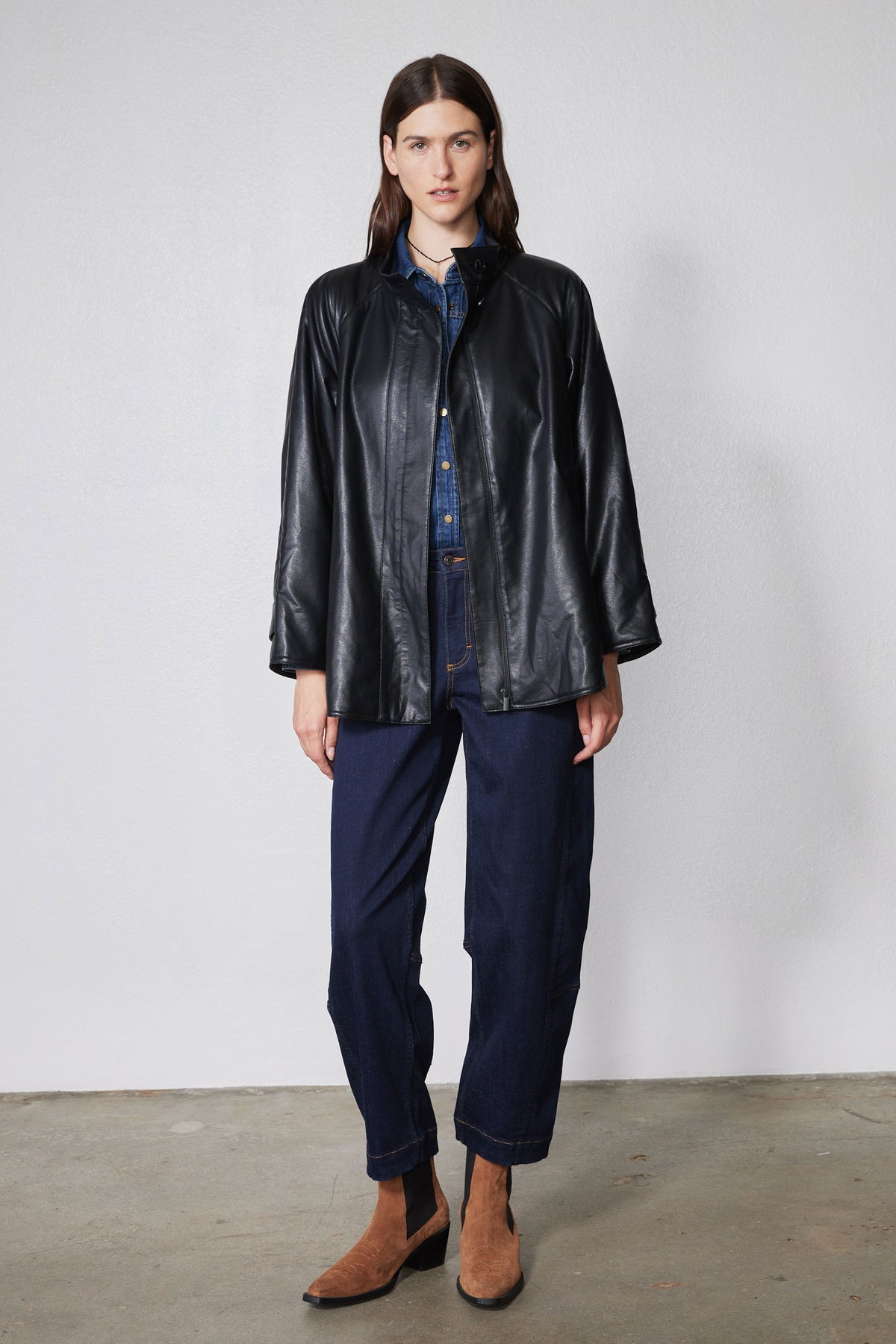 Vegan Leather Swing Jacket