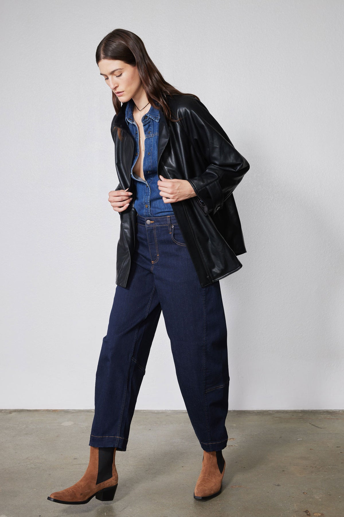 Vegan Leather Swing Jacket