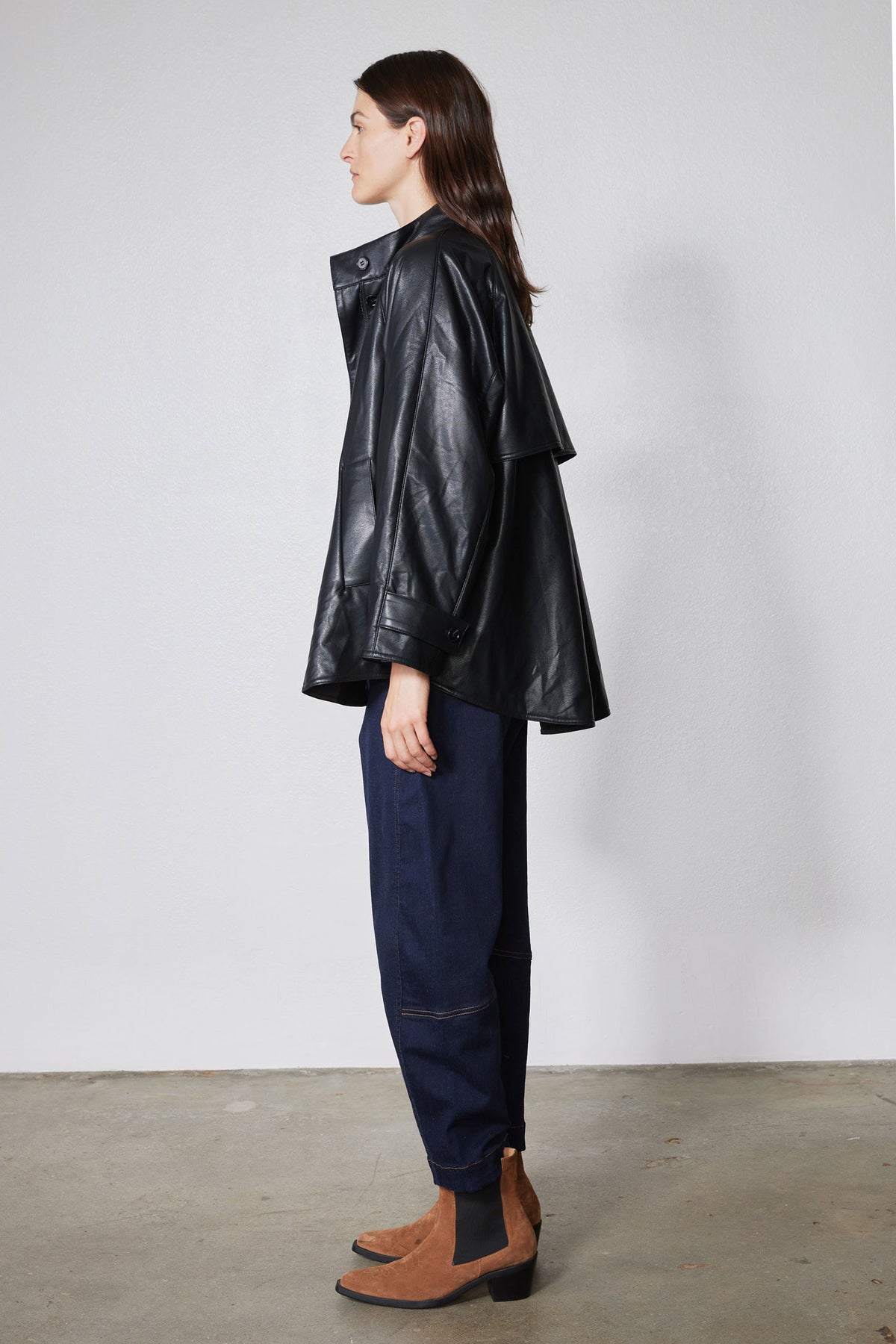 Vegan Leather Swing Jacket