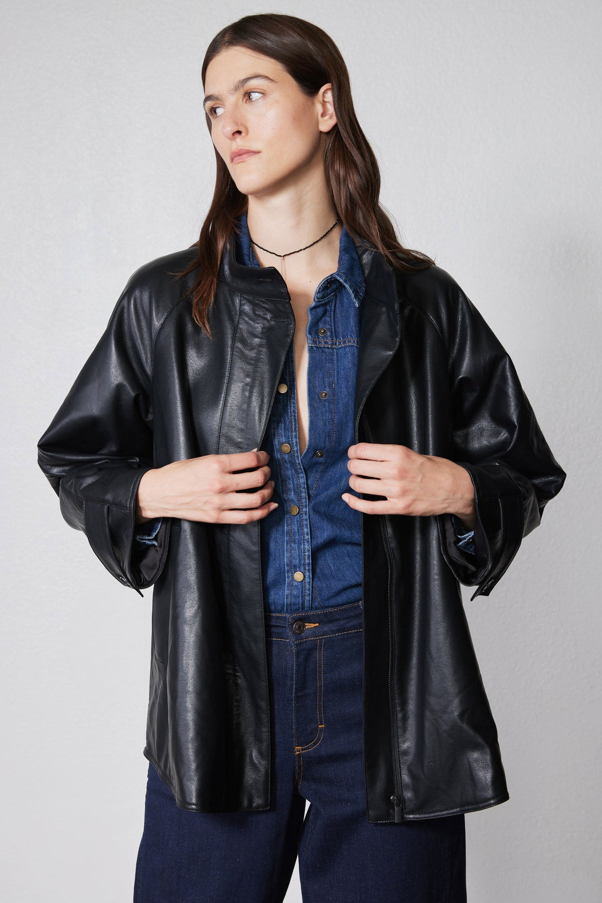 Vegan Leather Swing Jacket