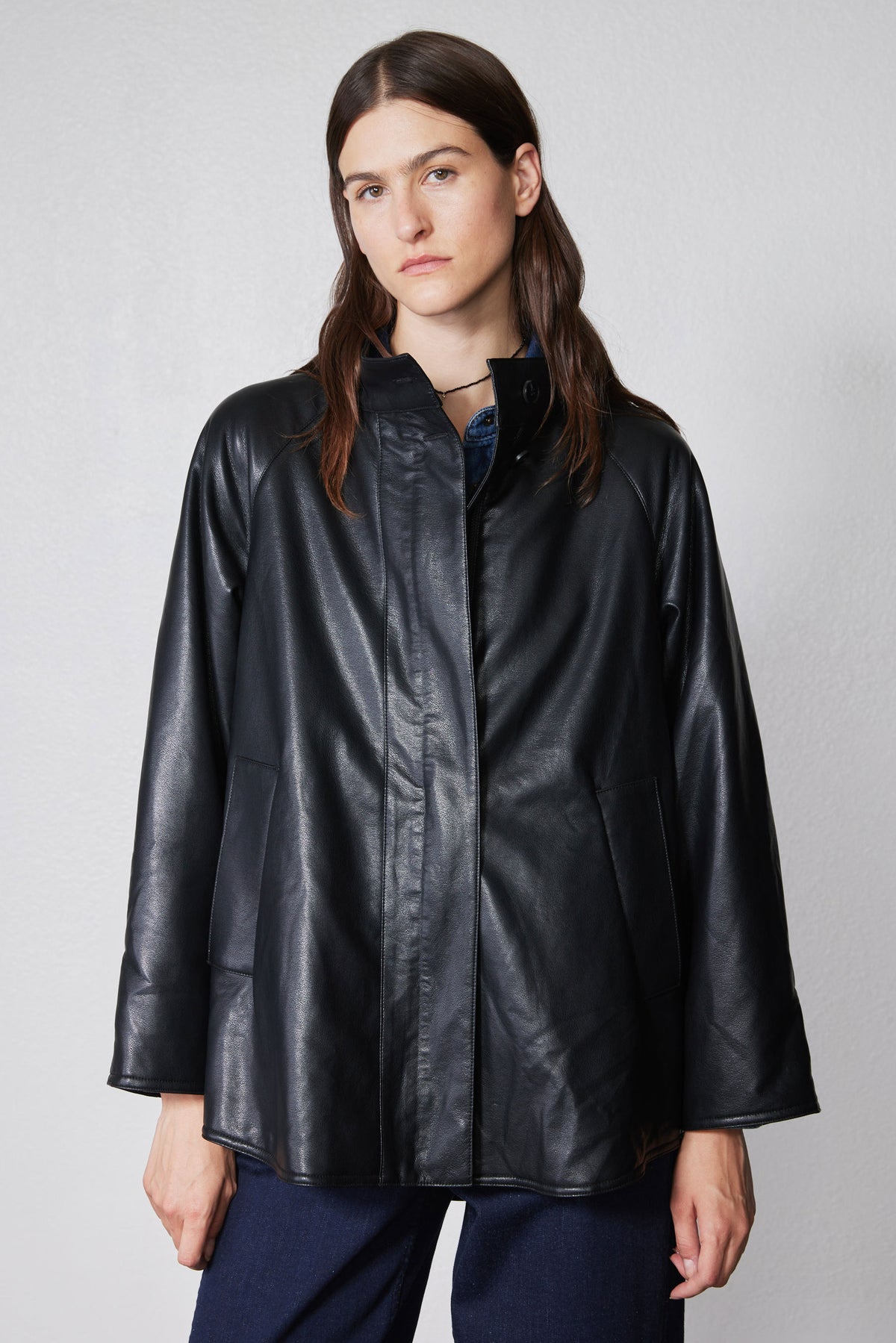 Vegan Leather Swing Jacket