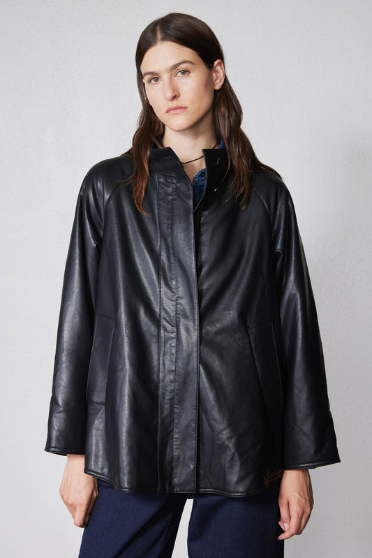 Vegan Leather Swing Jacket
