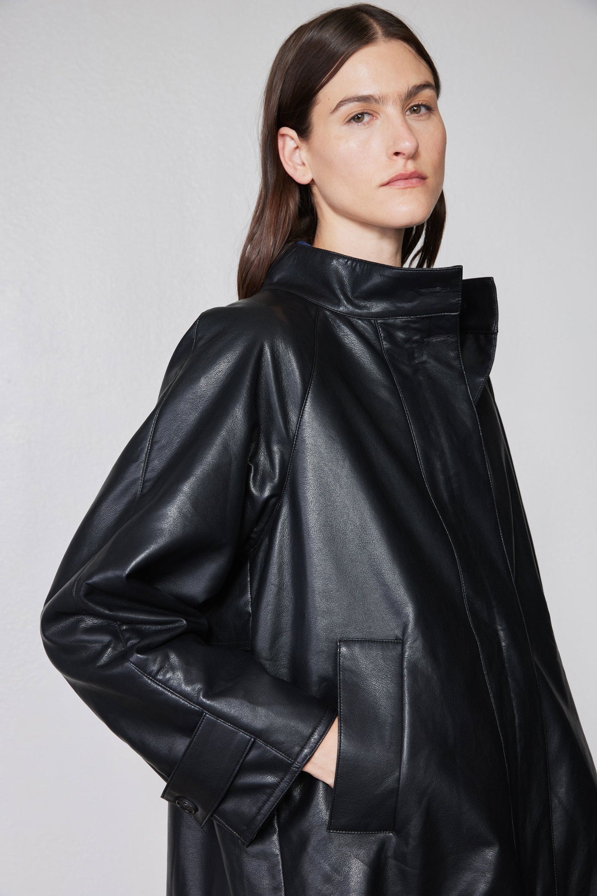 Vegan Leather Swing Jacket