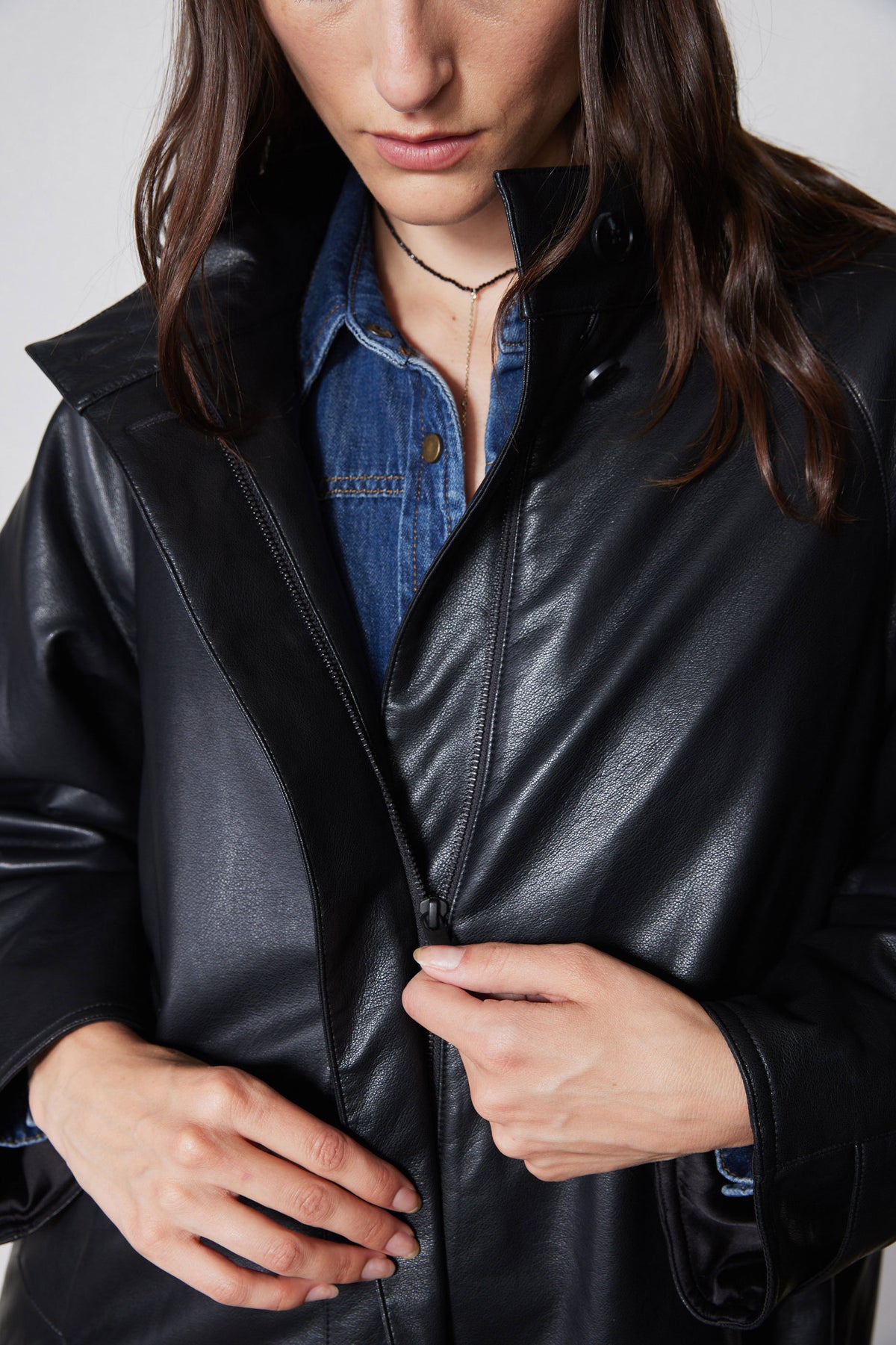 Vegan Leather Swing Jacket
