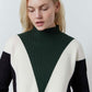 Light Knit Chevron Colorblock Sweater